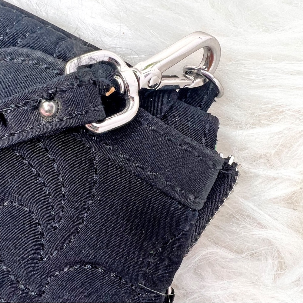 Vera Bradley Black Quilted Wristlet Floral RFID Wallet Clutch Small Purse - Picture 6 of 9